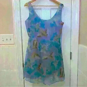 Siri Periwinkle Silk/Nylon Aurora Printed Organza Sheath dress Size 10